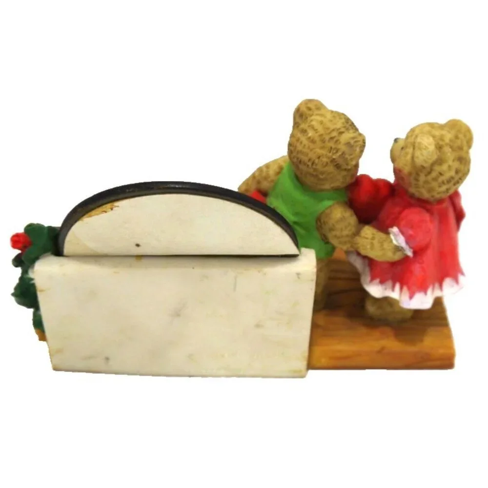 Vintage CHEERFUL RELECTIONS two bears with mirrored holiday verse 3.75